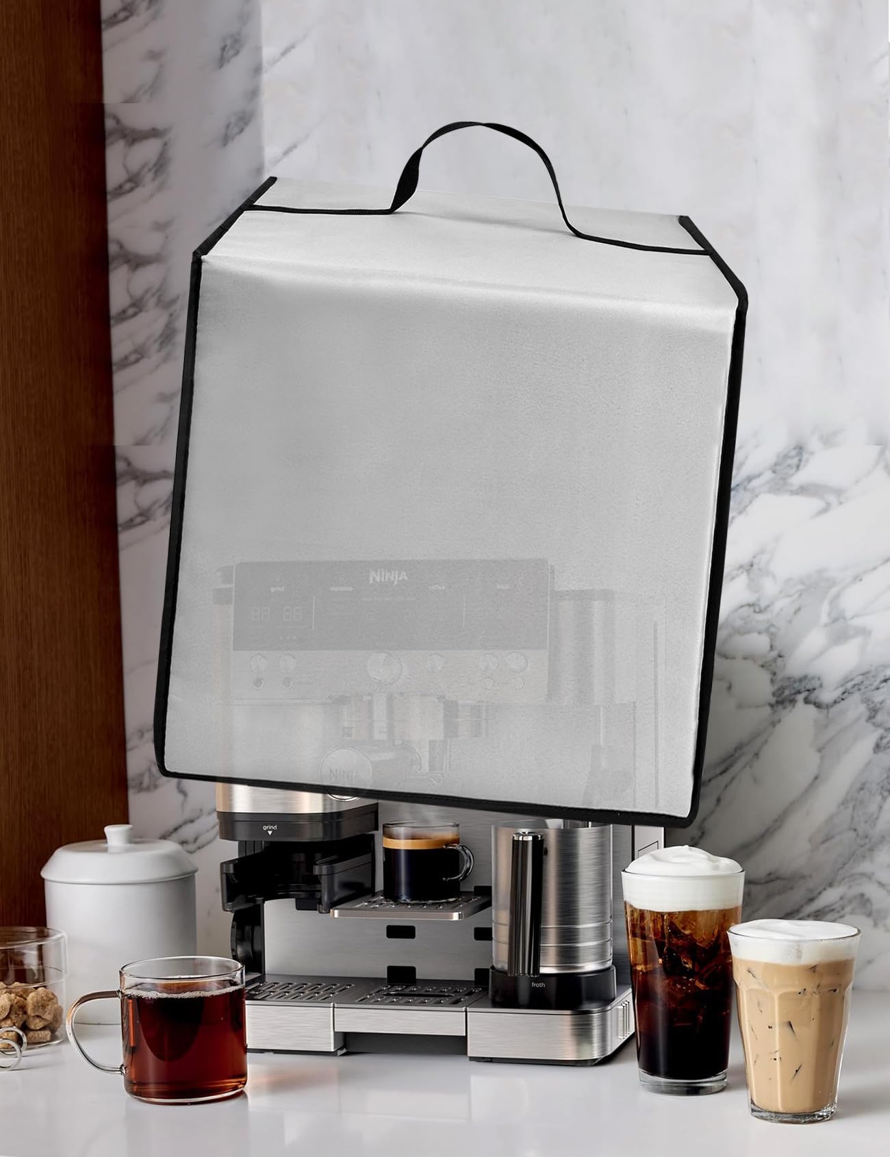 Housse pour machine à café goutte à goutte - Couvercle de machine à café de luxe - Couvercle intégré - Couvercle en nylon imperméable et antistatique - Compatible avec les machines à expresso Ninja