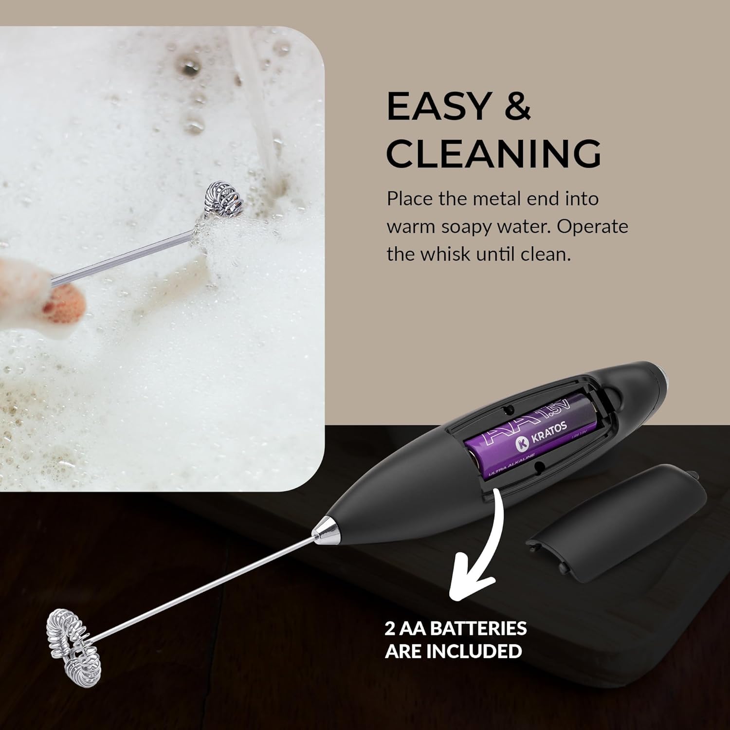 ChefWave Handheld Milk Frother (Black)