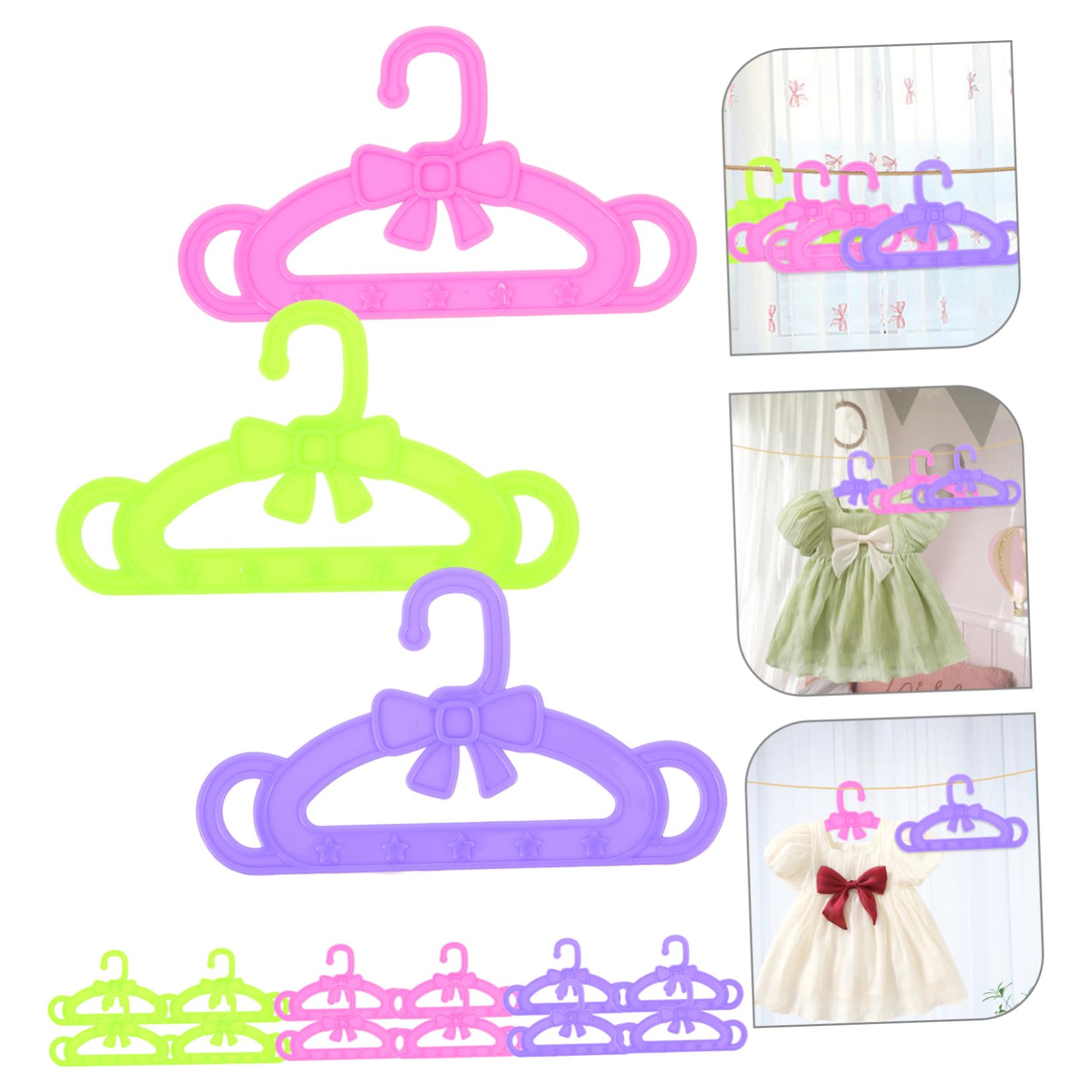 BESTonZON Perchas para Trajes y Ropa De Muñecas 15 Piezas De Plástico, para Niños, para Mantener Orden Cuarto De Juegos