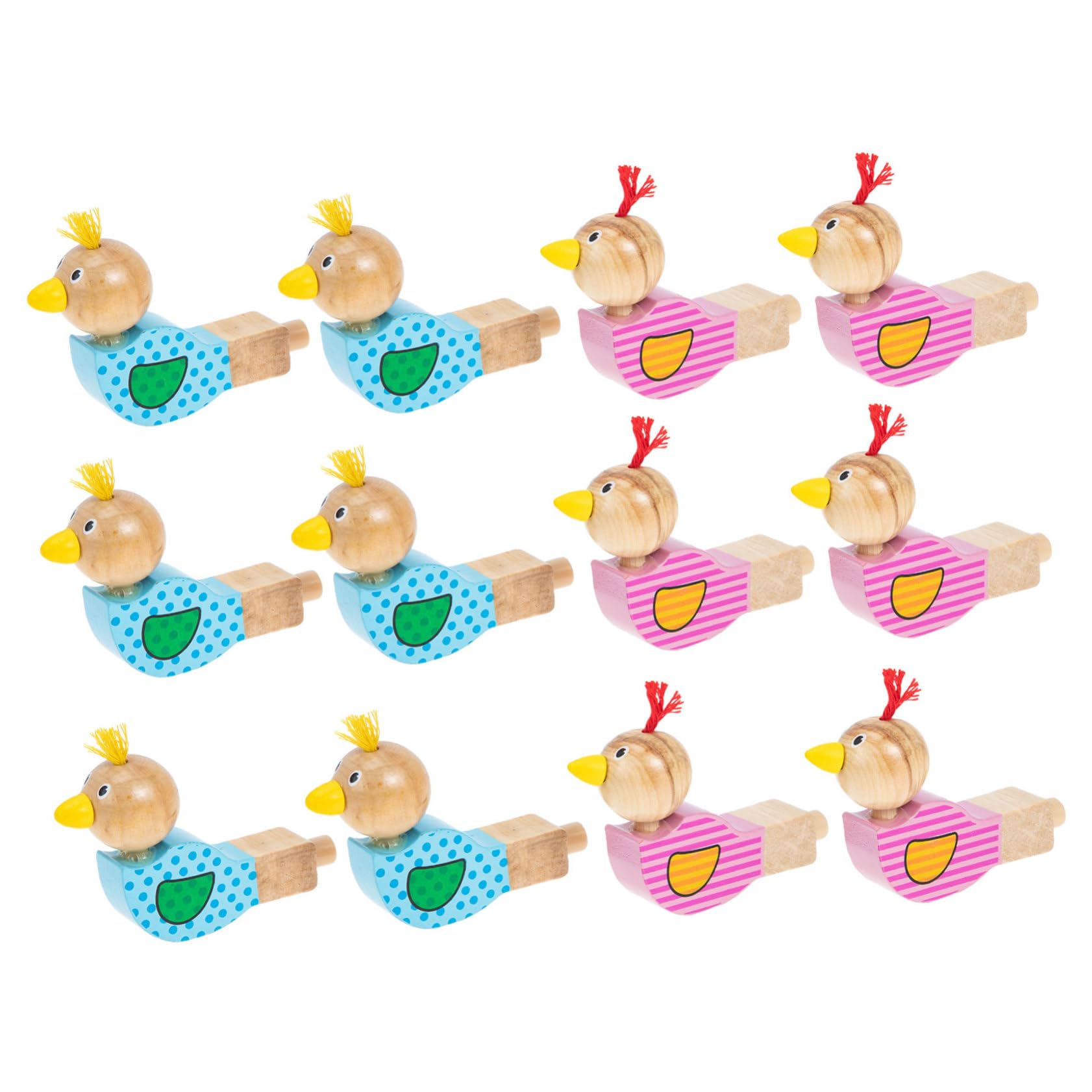 BESTonZON 12Pcs Wooden Whistle for Boy Girl Creative Educational Musical Instruments Engaging Fun Whistles for and Charming Design for Happy Playtime