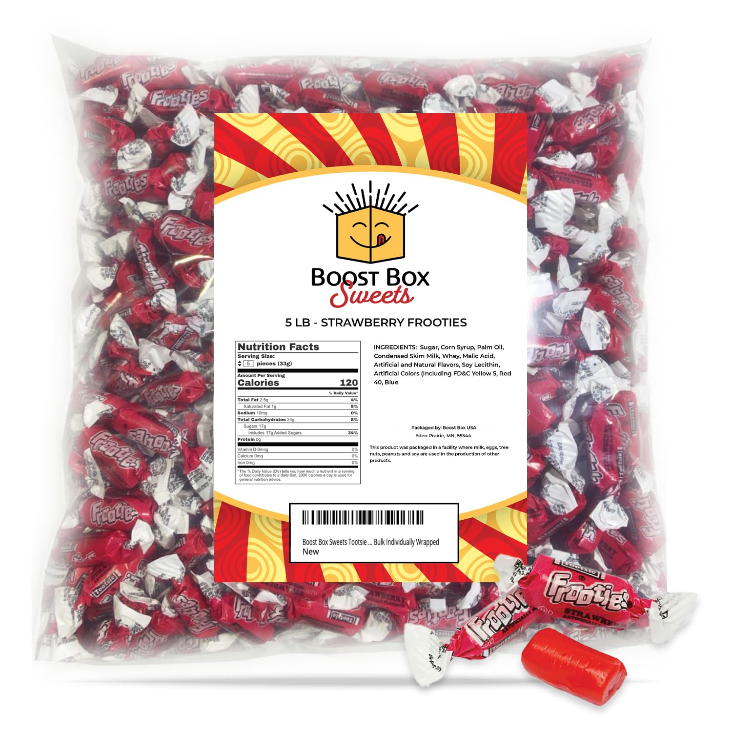 Boost Box Sweets Tootsie Frooties Strawberry Individually Wrapped Bulk Candy