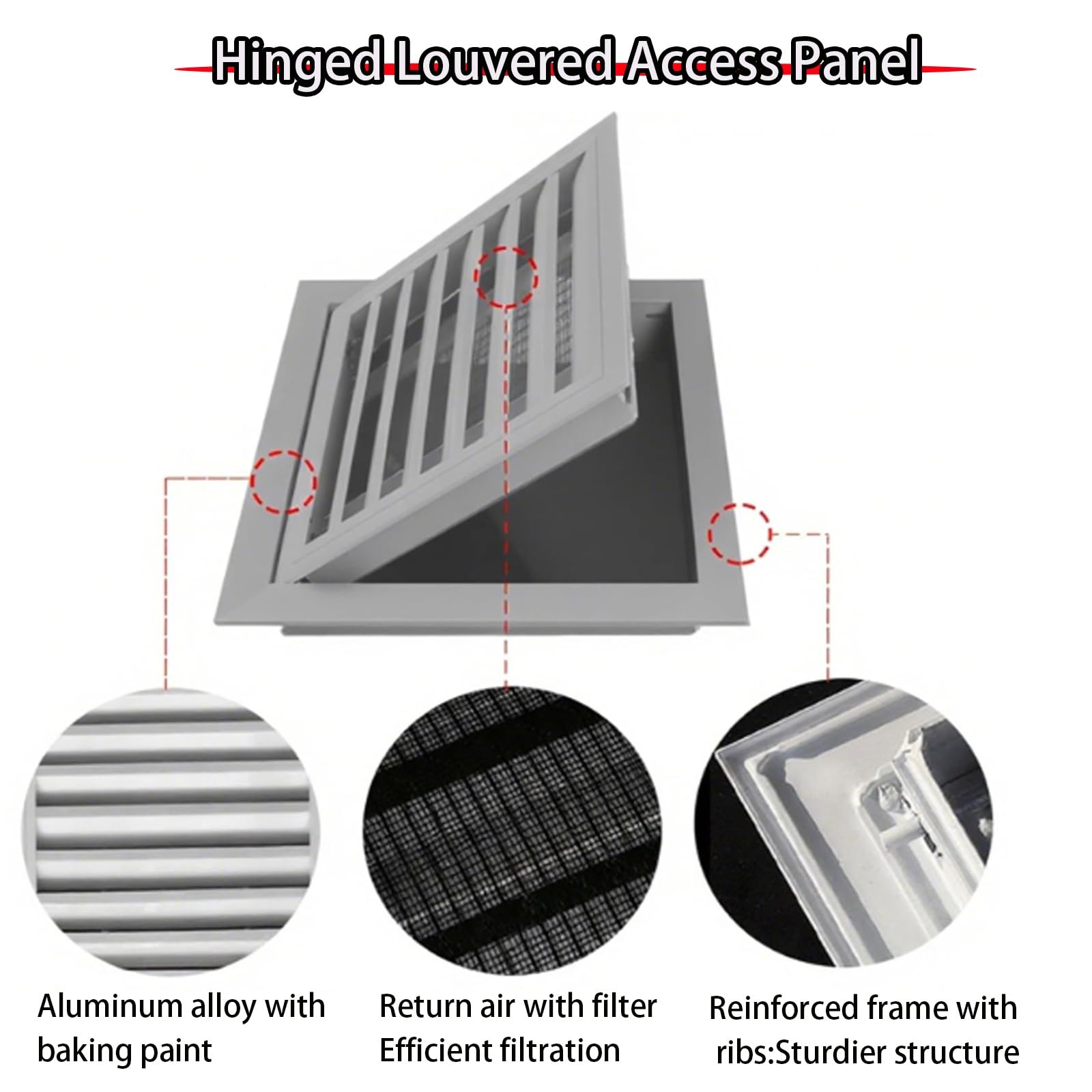 Cubierta de registro HVAC, difusor de techo de aleación de aluminio para ventilación de aire, apertura de entrada de 6 a 16 pulgadas, mejora del hogar, blanco, duradera y fácil de instalar
