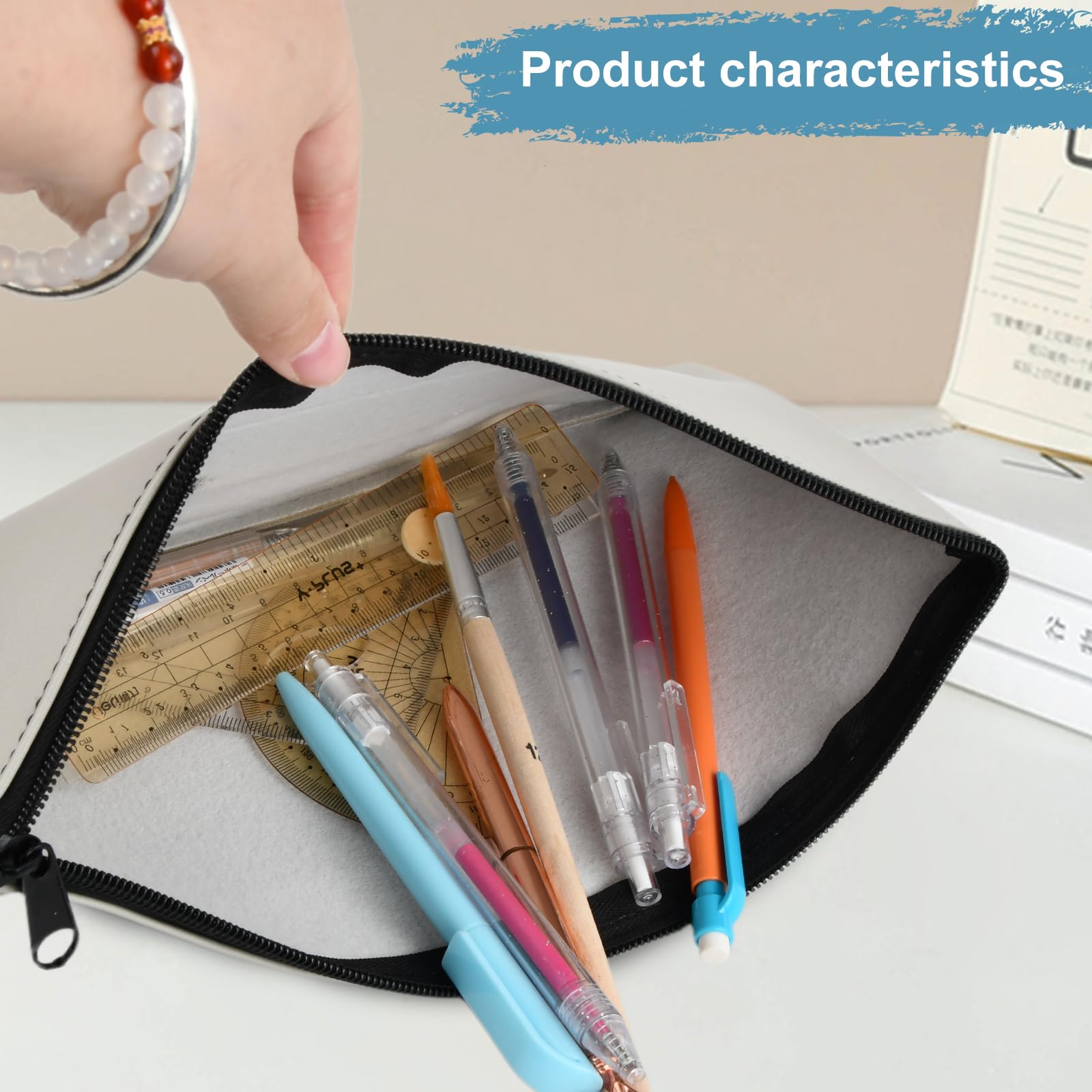 Bolsa de Dinero con Cremallera 28x15cm Impermeable A5 PU con Ventana
