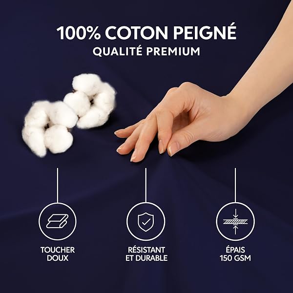 Dreamzie Drap Housse 160x200 cm, Jersey 100% Coton Premium, Hauteur De Matelas Jusqu'à 27 cm, Hypoallergénique, Oeko-Tex, Bleu Foncé - 2