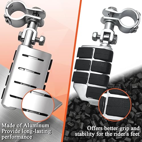 Miniatura 10 de FOVPLUE Estriberas de carretera de 1 pulgada, 1.25 pulgadas, clavija de carretera ajustable con abrazadera de 3 piezas para modelos Harley Touring