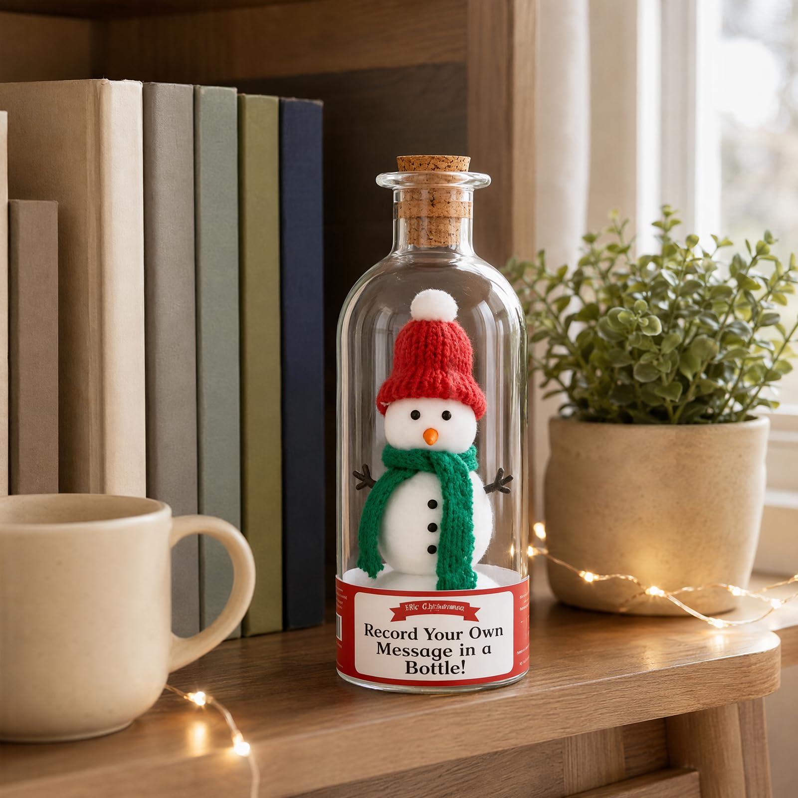 Messaggio dell'albero di Natale in una bottiglia, decorazione natalizia | Ornamento del pupazzo di neve della rosa dell'albero di vetro con voce registrabile, regali decorativi speciali di Natale