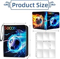 Vista 2 de Carpeta de tarjetas de fútbol, carpeta de tarjetas de 9 bolsillos con 40 fundas extraíbles, bolsa de almacenamiento portátil impermeable, bolsa