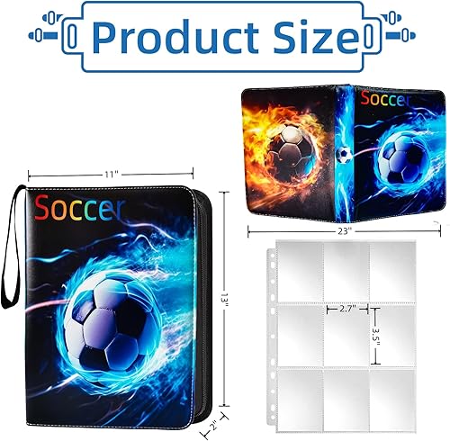 Miniatura 2 de Carpeta de tarjetas de fútbol, carpeta de tarjetas de 9 bolsillos con 40 fundas extraíbles, bolsa de almacenamiento portátil impermeable, bolsa de