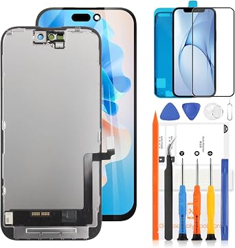 TFT LCD Screen for iPhone 16 Screen Replacement, 6.1 inch FHD for iPhone 16 LCD Display Touch Digitizer Screen Assembly with Tools Set, Tempered Glass for A3287, A3081, A3286, A3288