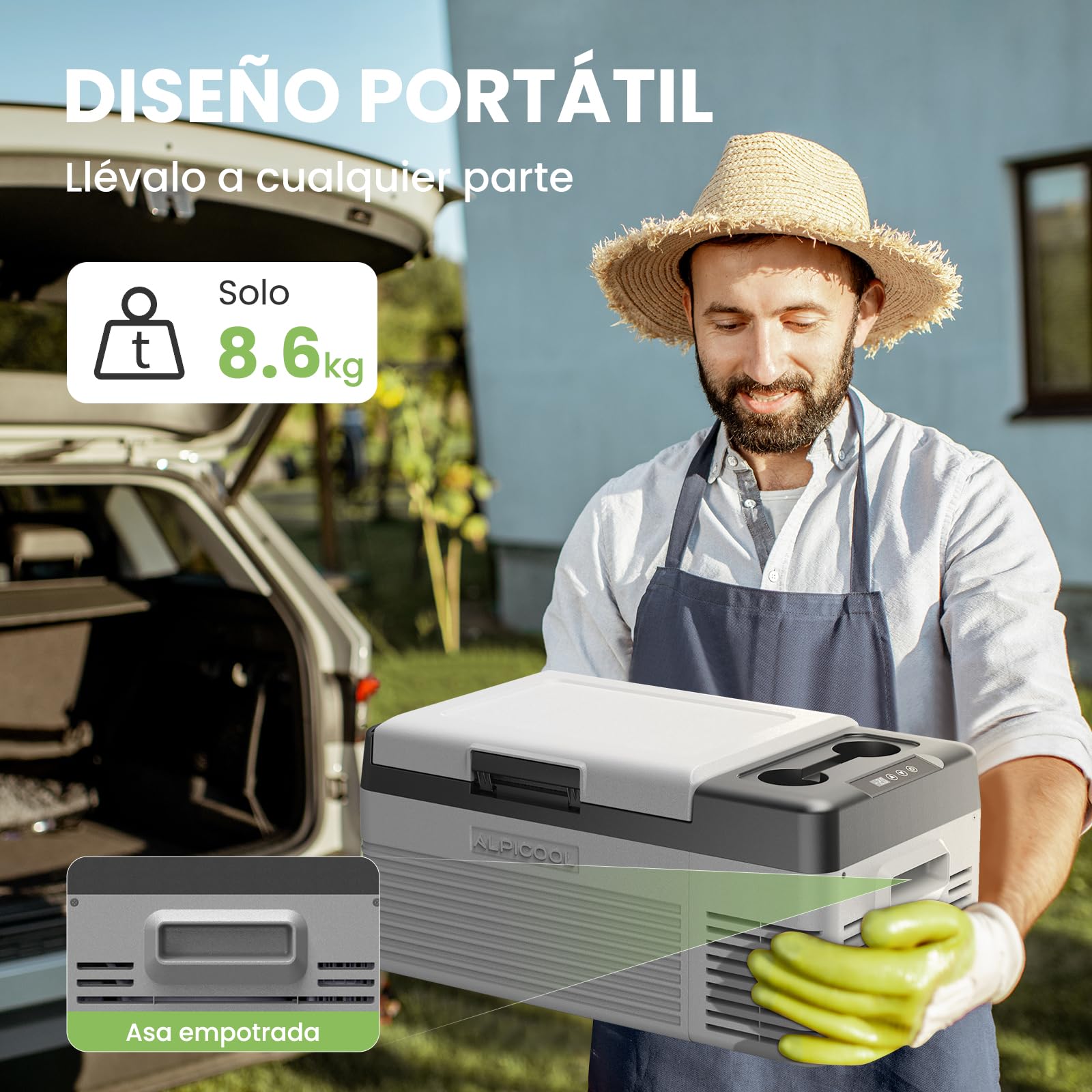 Alpicool CL15 Portátil Coche Frigoríficos 15L, Nuevo 2026 de Nevera Portátil Eléctrica 12V /24V DC, Mini Nevera de Coche 20°C a -20°C, Nevera Compresor para Hogar, Camping, Viajes, Automóvil, Gris