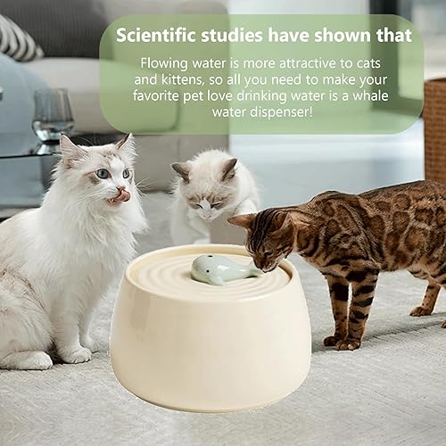 Miniatura 2 de Cuencos de cerámica para alimentación y bebida de mascotas, fuente de agua para gatos de 1.3 L44 onzas, fuente de agua para gatos y perros,