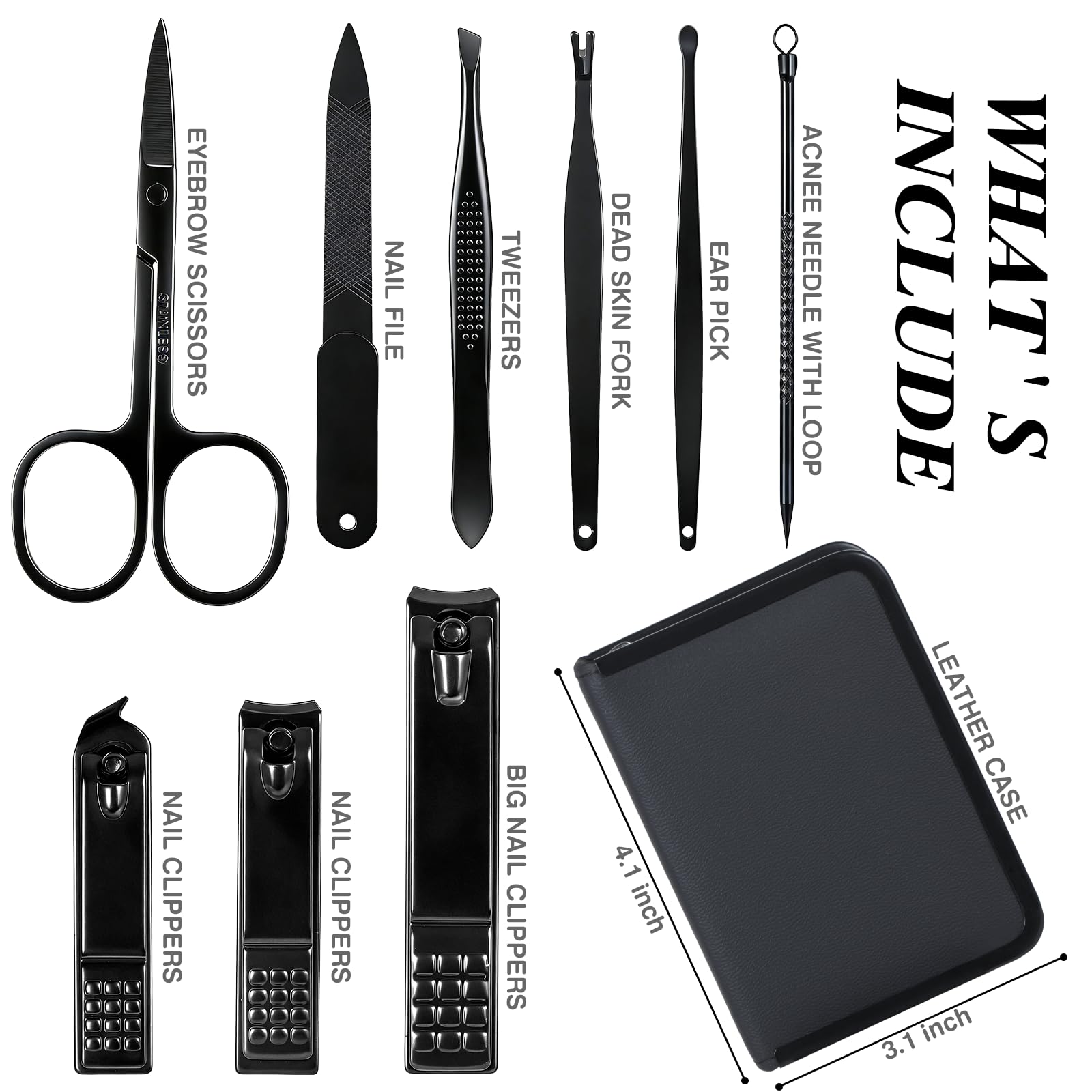 Men's Manicure Set - 9Pcs Nail Care Tools -4