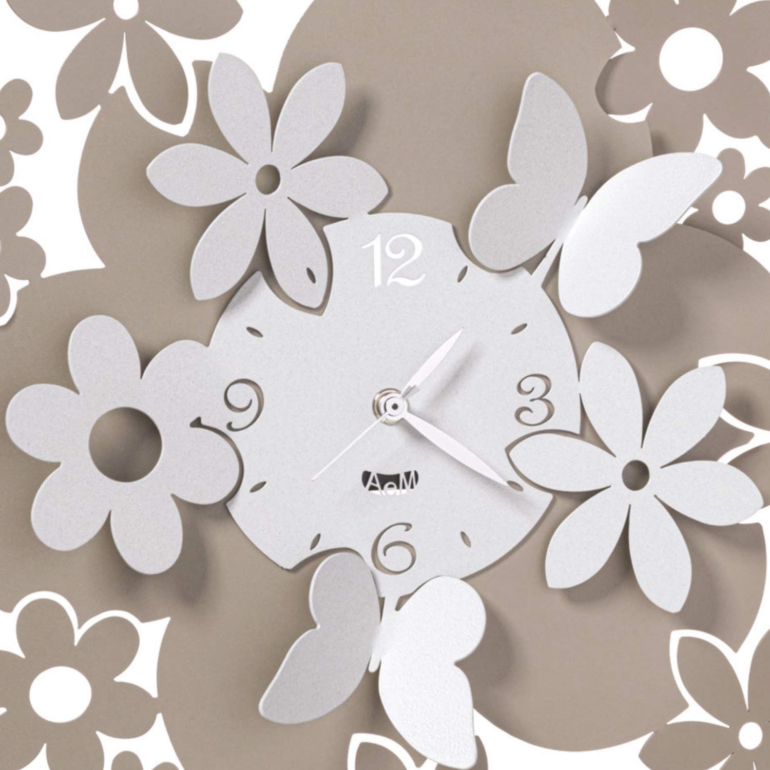 Arti & Mestieri Daisy Orologio Da Parete Design 40 Cm - Ferro Made In Italy - Colore Fango E Avorio - 2