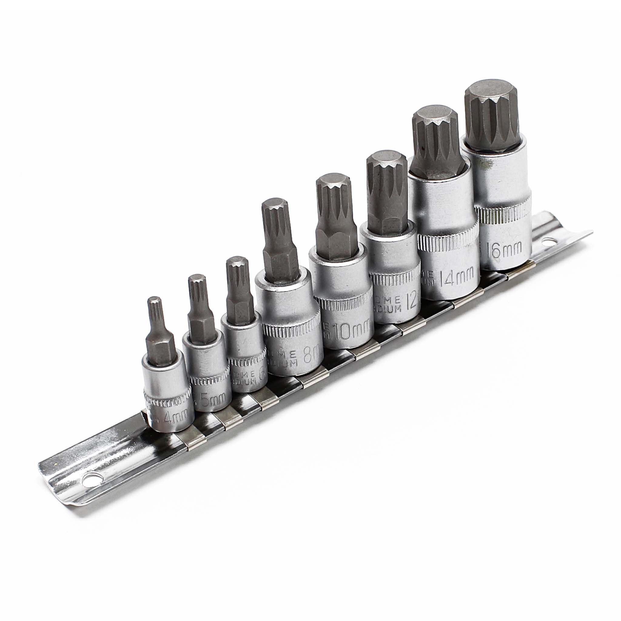 Wiltec Jeu de douilles XZN Denture multiple 8 Pièces M4-​M16 Douille Clés Outil Kit