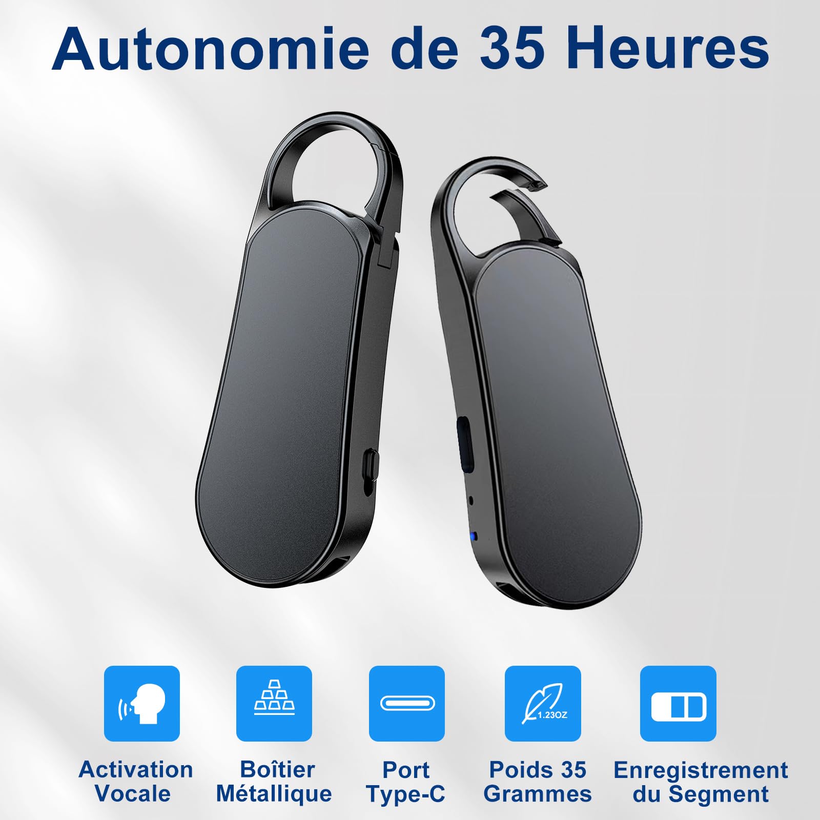 64Go Enregistreur Vocal (Stockage de 910Hrs), Howabo 35Hrs Enregistreur à Activation Vocale avec Type-C, Dictaphone 1536Kbps avec 2159 Réduction de Bruit pour Interview Réunion