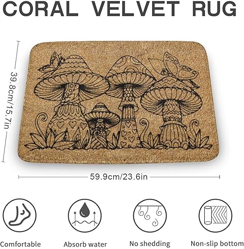 Miniatura 3 de Felpudo de fibra de coco de hongo, tapete de puerta de bienvenida, divertido tapete de hongo para puerta delantera, regalo para el nuevo hogar,