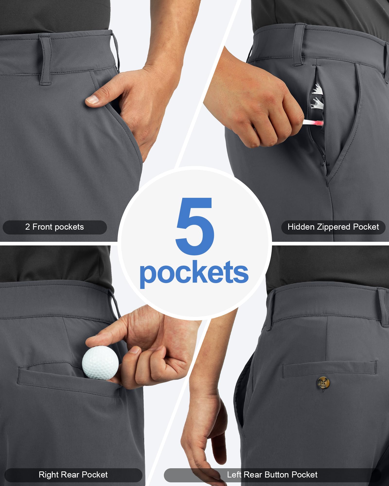 Outdoor Ventures Short de golf pour homme UPF 50+ Stretch Dry Fit 11" Bermuda Short léger à séchage rapide avec poches pour le travail de golf