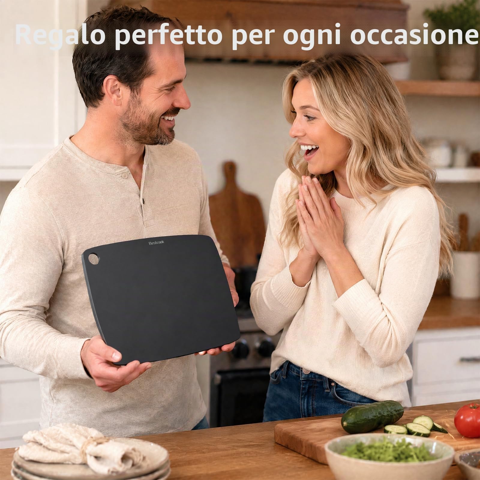 Tagliere in Fibra di Legno, Set da 2, Lavabile in Lavastoviglie, senza BPA | Non tossico, Ad Alta Densità, non Poroso, per Carne, Verdura, Frutta, Pane