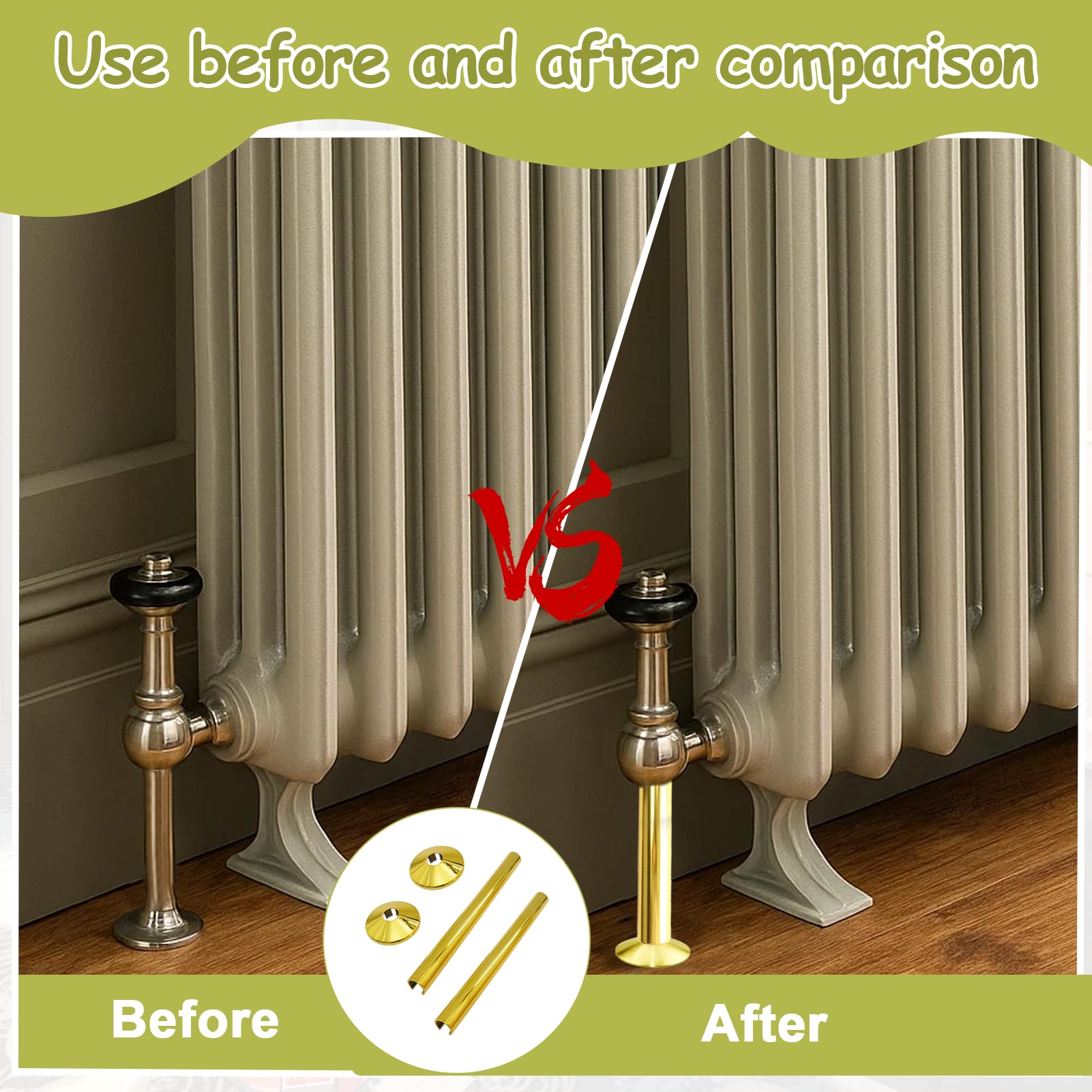 Girihe 2 Pack Radiator Pipe Cover, 15mm Pipe Cover Gold Towel Rail Radiator Pipee Covers - Image 4