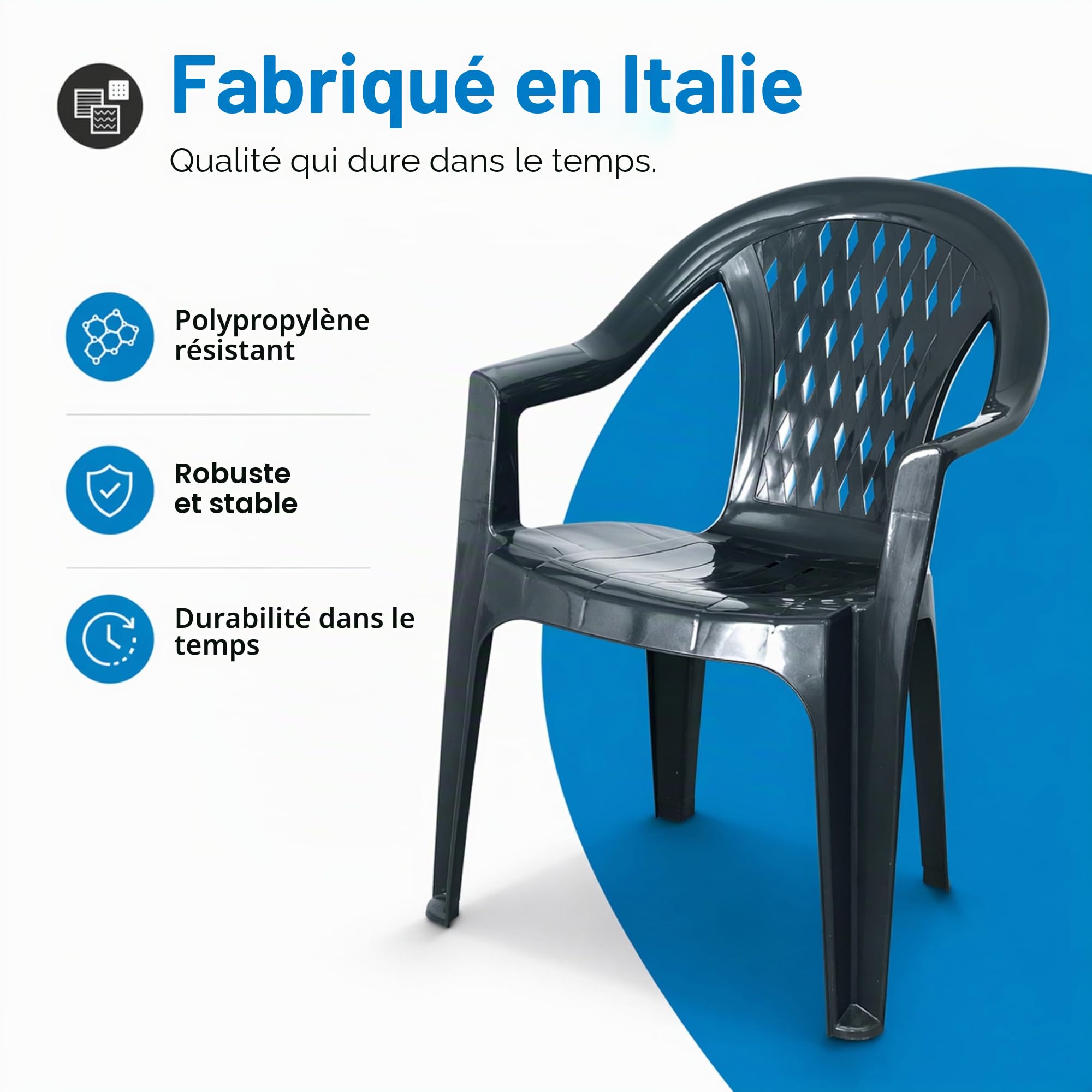 Tomaino - Lot de 4 chaises de jardin empilables en plastique - Chaises d'extérieur résistantes et légères avec drainage, idéales pour terrasse balcon bar (4, blanc)