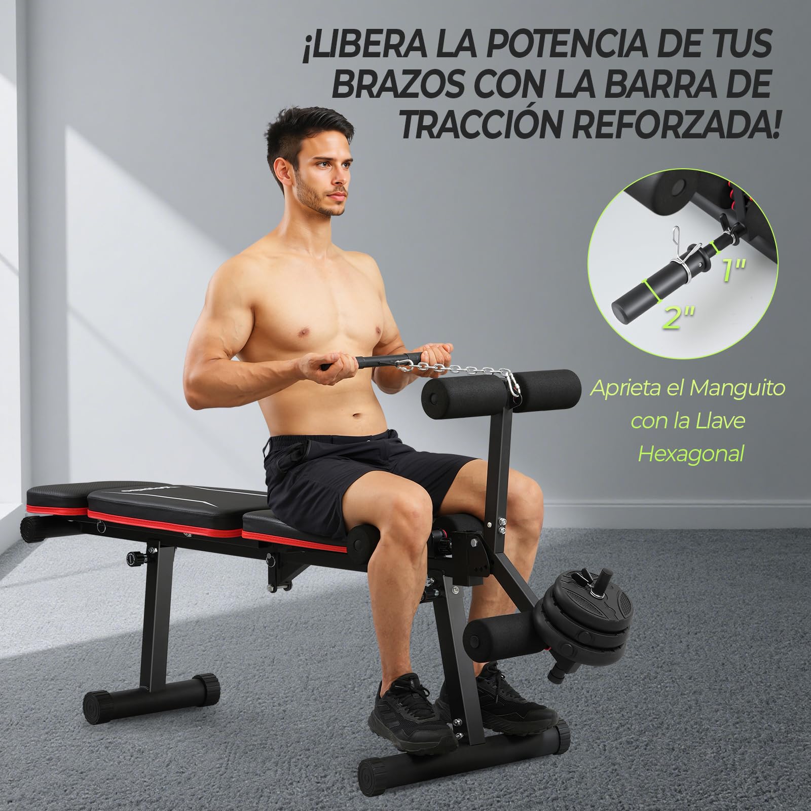 Banco de Pesas Ajustable Mejorado con Extensión de Piernas y Curl de Piernas, 9 Posiciones de Respaldo y Plegable, Banco de Entrenamiento de 544 kg para Gimnasio en Casa, Banco Plano Decline