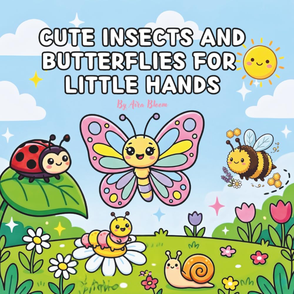Cute Insects And Butterflies for Little Hands: Easy & Simple Garden Bugs Coloring Book with Butterflies, Bees, and Ladybugs | Big Bold Designs for ... Preschoolers | Single-Sided Pages | Ages 3–6