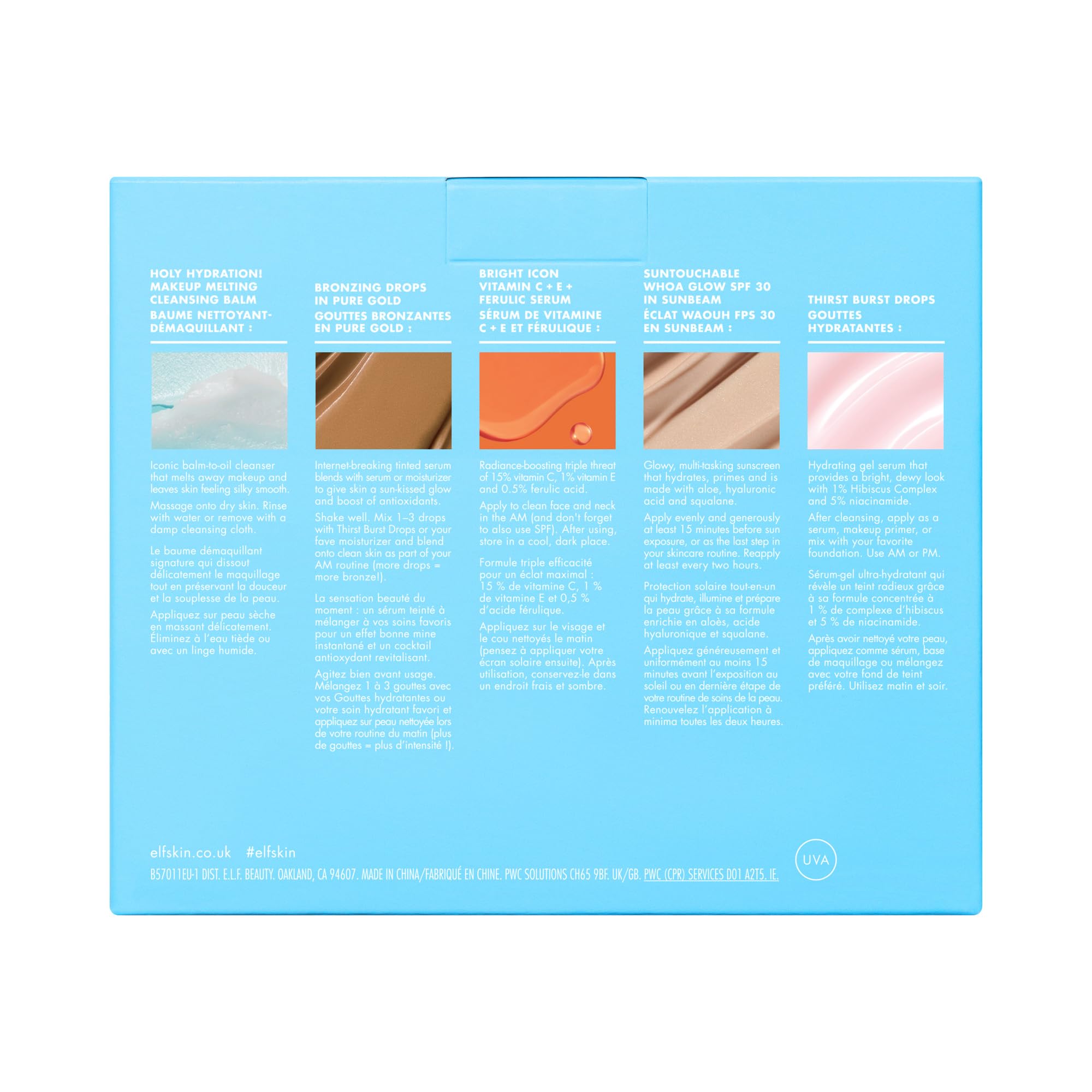 e.l.f. SKIN Best & Obsessed Skincare Kit, struccante da viaggio, protezione solare e sieri illuminanti per una pelle luminosa, vegano e cruelty-free