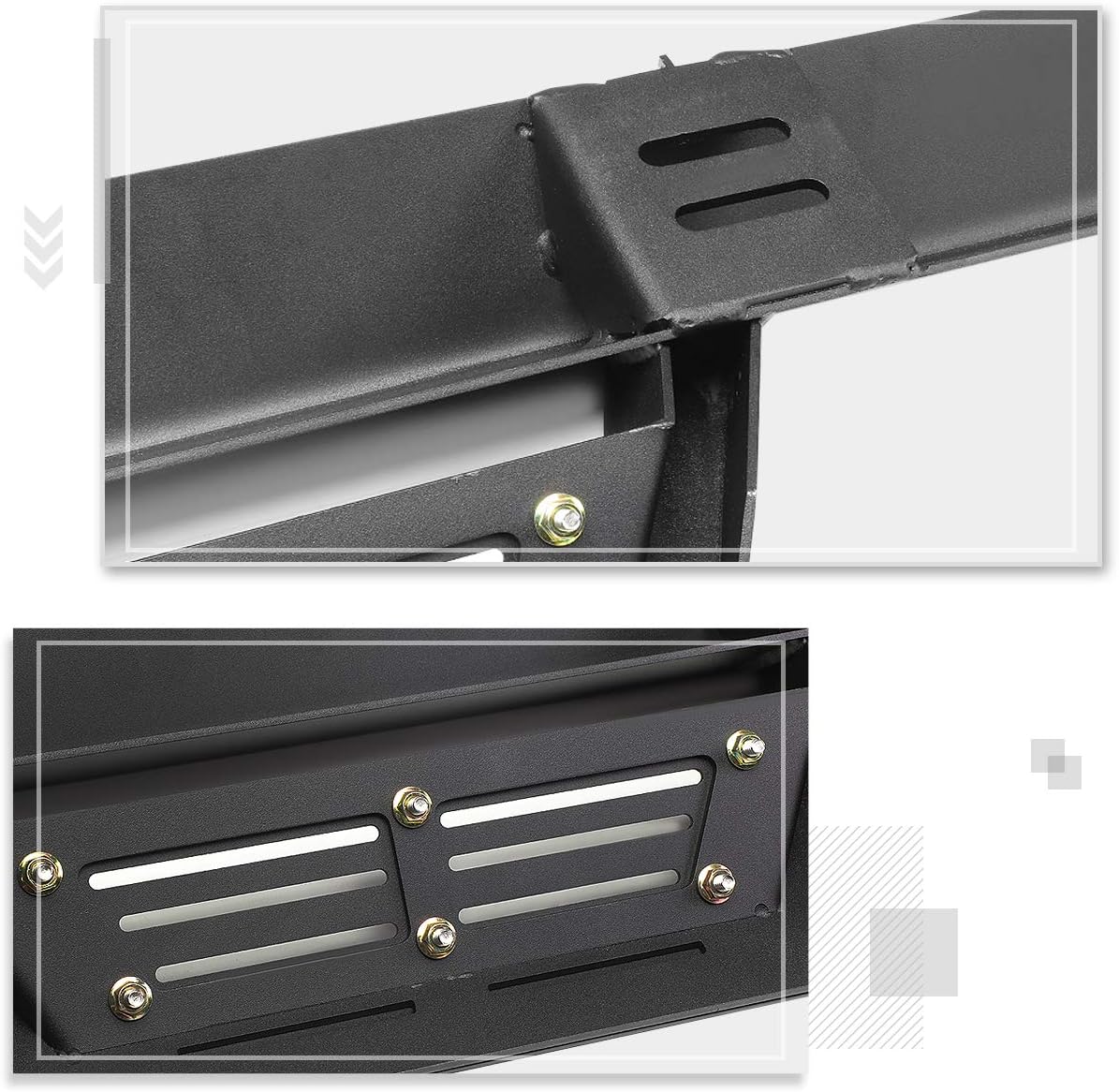 (2Pcs) 3 Inch Black Aluminum Nerf Step Bars Side Steps w/Down Step Pad Compatible with Jeep Wrangler 4-Door 07-18