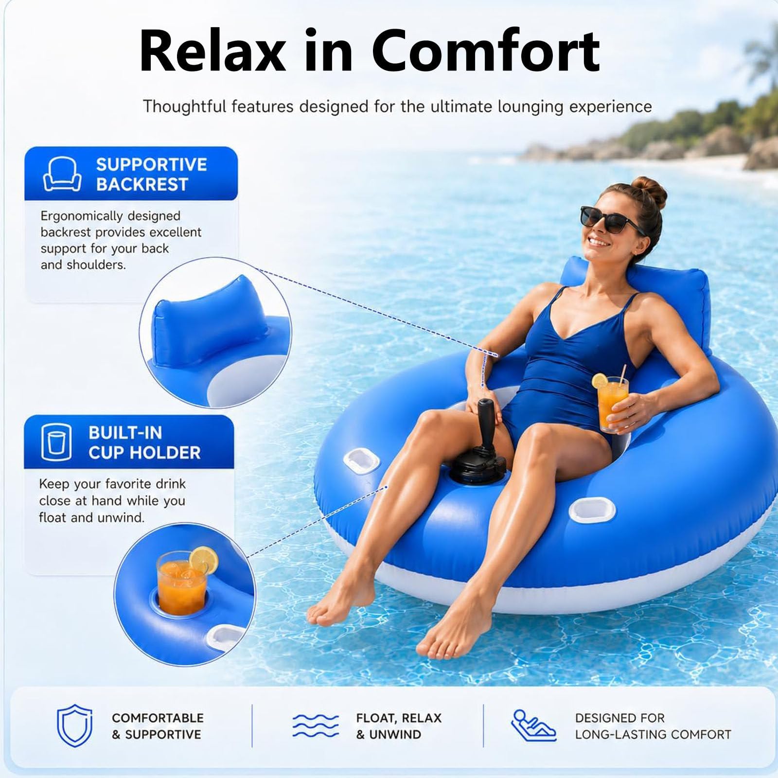 Tumbona de Piscina Motorizada, Flotador Motorizado Recargable B | Propulsor Giratorio 360° Diseño Pulverización Agua,Piscina Inflable Bronceado para Swimming Pool,River,Lake,Beac