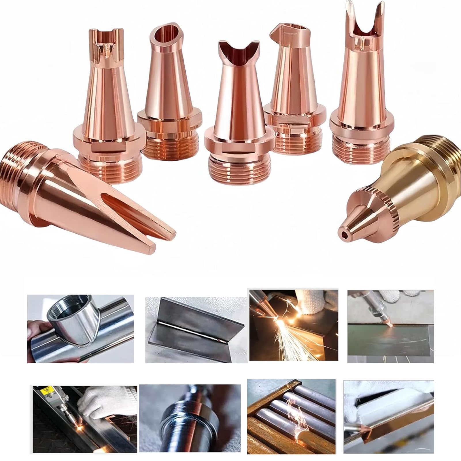 Laserschneiddüse, 5 Stück Kupferdüse M16, Kupfer-Laserdüsen für SUP20S/T SUP21S/T tragbare Handschweißkopfpistole, Teile für Faserlaserschweißgerät (M16-Set)