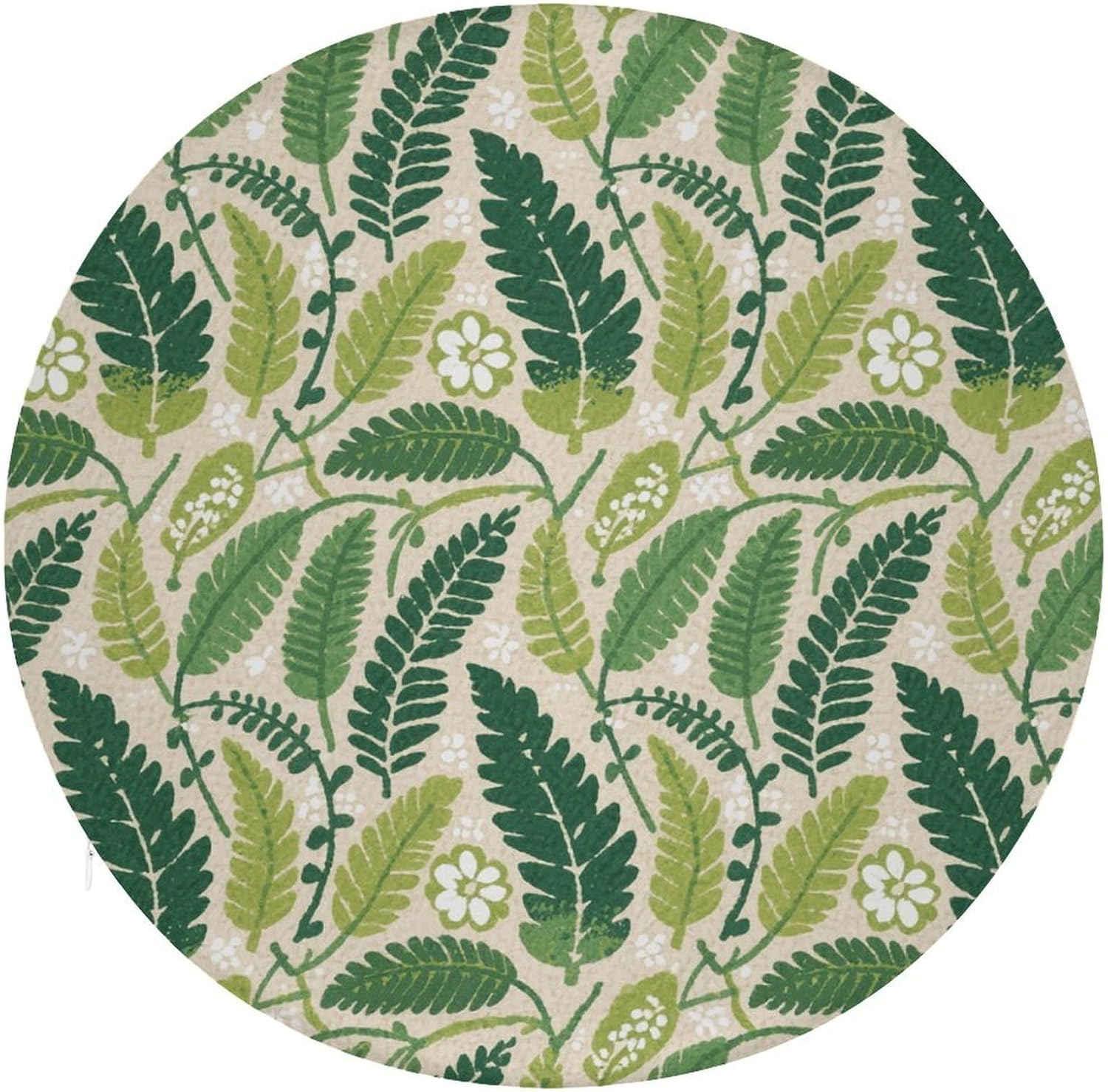 Green Leaves Print Round Cushion Memory Foam Seat Cushions 15In Comfort Meditation Floor Pillow Anti Slip Soft Stool Cushion Chair Pad for Tatami Living Room Yoga