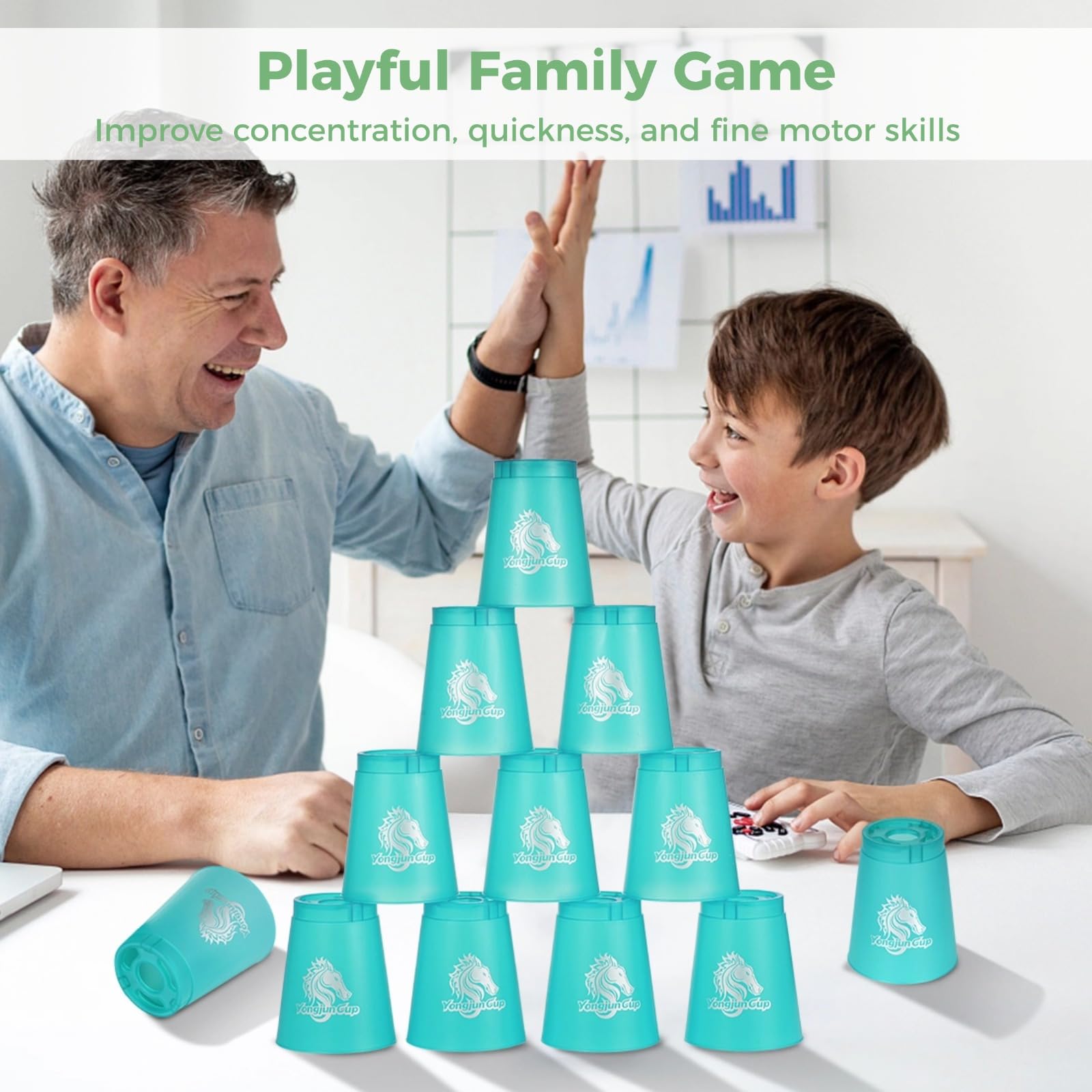 Speed Stacking Cup Set, 48 Stück, Kunststoff-Stapelbecher für Wettkampf- und Trainingsspiele, Mehrfarbig