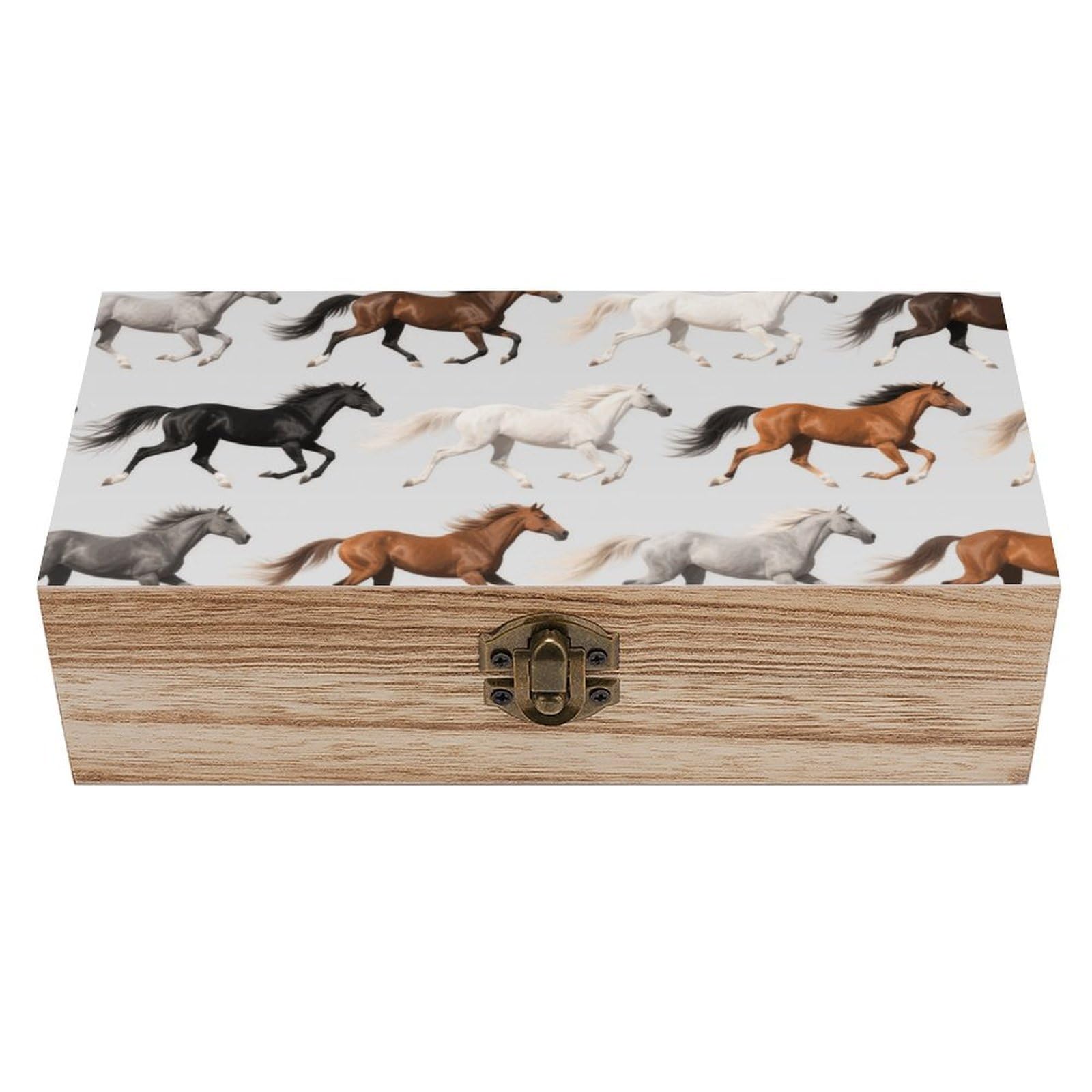 FodPand Decorative Keepsake Box Wooden Storage Boxes with Hinged Lid Handmade Cute Horse Wood Organizer Memory Treasure Box for Jewelry Craft Card Photo Storage Wedding Bridal Shower Gifts