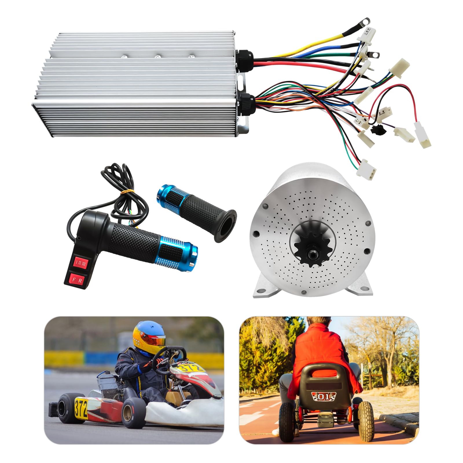 24V 36V 48V Electric Bicycle Conversion Kit E-Bike Wheel Motor Kit with Chain Freewheel Motor Controller Accelerator Handle Electric Bike Motor Controller Kit for Regular Bicycles