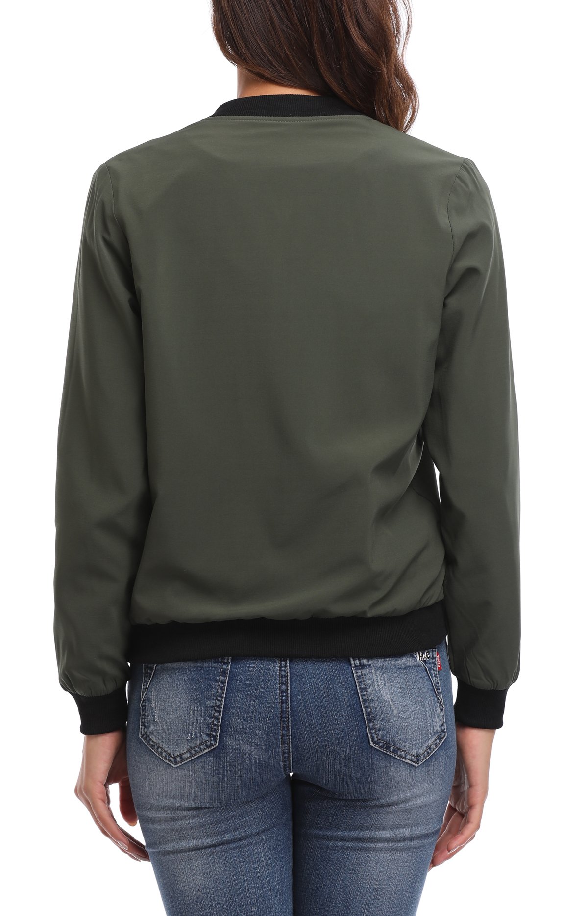 MISS MOLY - Chaqueta bomber ligera para mujer con cremallera, múltiples bolsillos