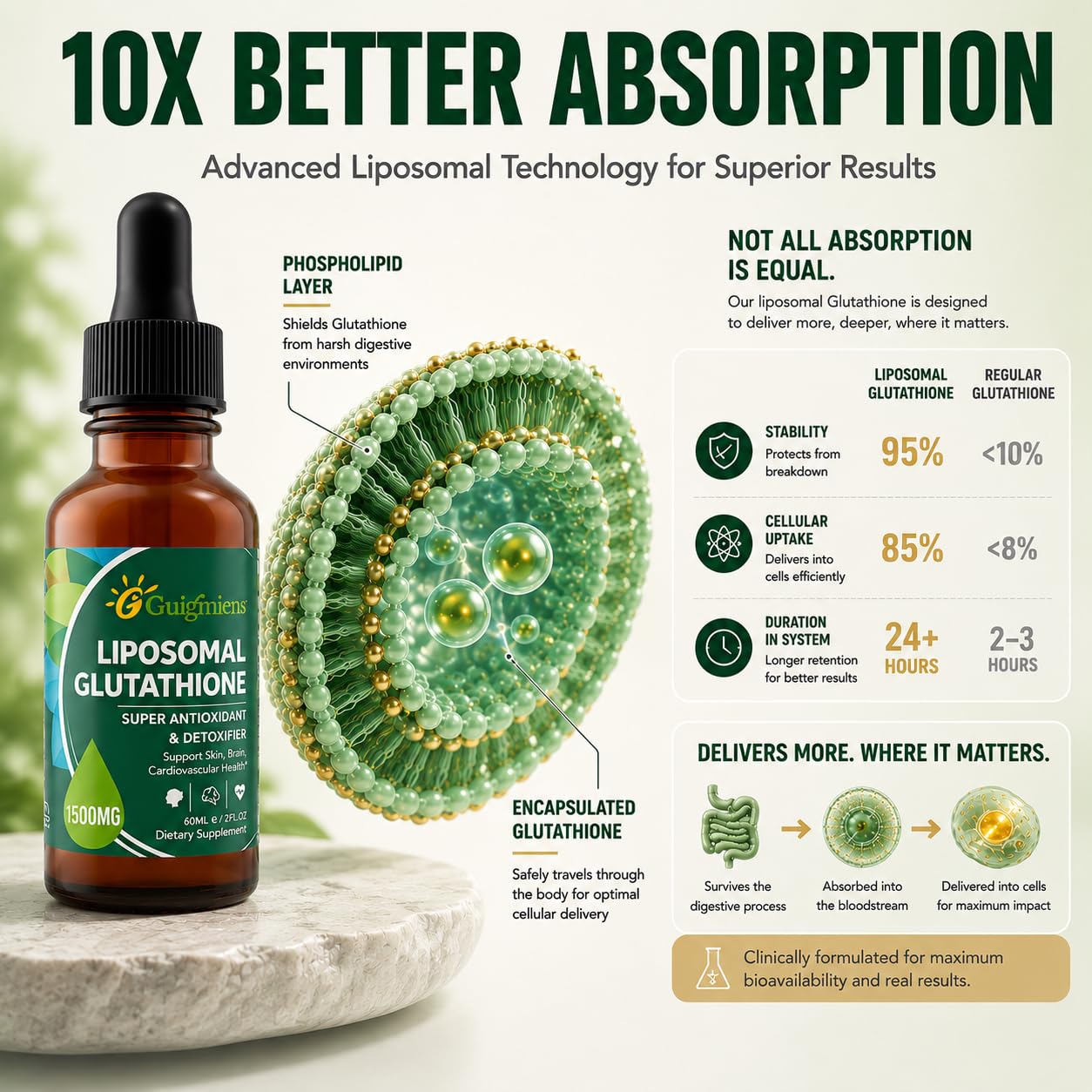 liposomal glutathione vs regular glutathione absorption bioavailability studies Amazon.com: Liposomal Glutathione, Superior Absorption, Liquid Glutathione  Supplement, Powerful Antioxidant, Liver Detox, Immune Enhancer, Soy-Free,  Non-GMO, Vegan & Gluten Fre, 4 fl.oz,1500 mg : Everything Else