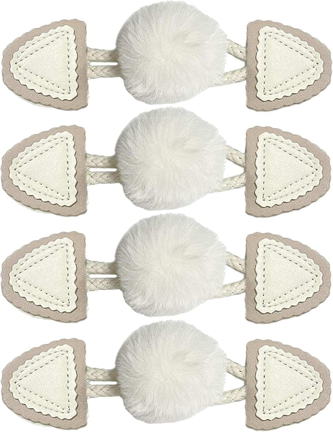 DHER Buttons For Sweaters Coat Handmade Clothing Buttons Zipper Buttons 4 Pairs Faux Leather Button Windbreaker Sweater Resin Button Coat Button (White off-white)