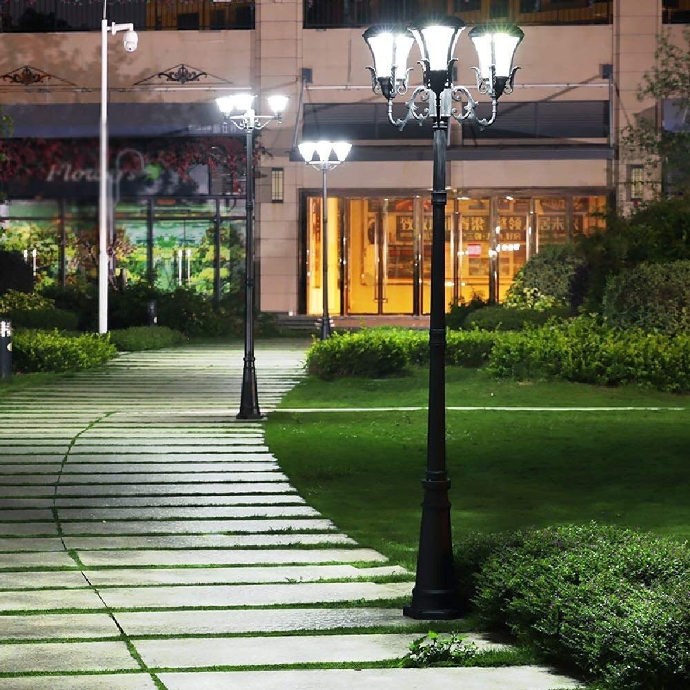 Lampione Da Esterno, Lampada Da Esterno Pressofusa, 3 Led, Lampada Solare In Alluminio, Palo Alto 2,93 M, Lanterna Stradale, Lampada A Colonna A Energia Solare Impermeabile, Illuminazione Tecnica Per