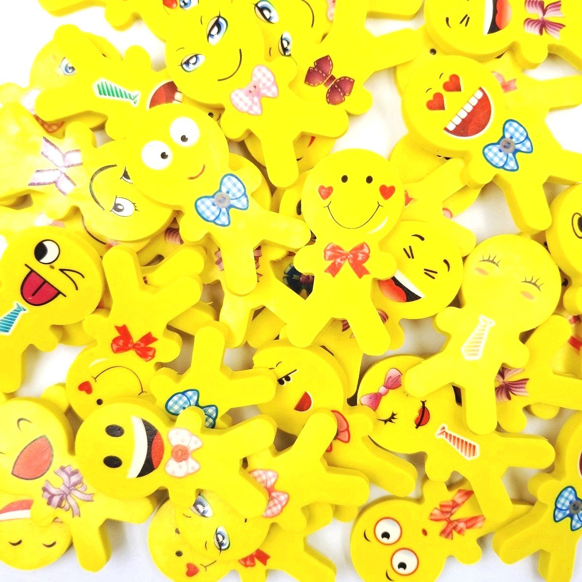 JZK 36 Gommes Emoji Visages Amusants - Cadeaux Enfants Fête Anniversaire Jaune