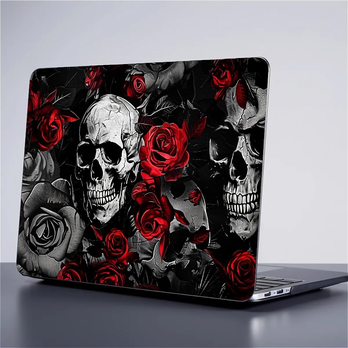 Computer Case for MacBook Air 15 Inch Skeleton Rose Overlap Colorful Pattern Black Release 2023 Model A2941 Hard Shell Case Compatible with MacBook Air 15 Inch