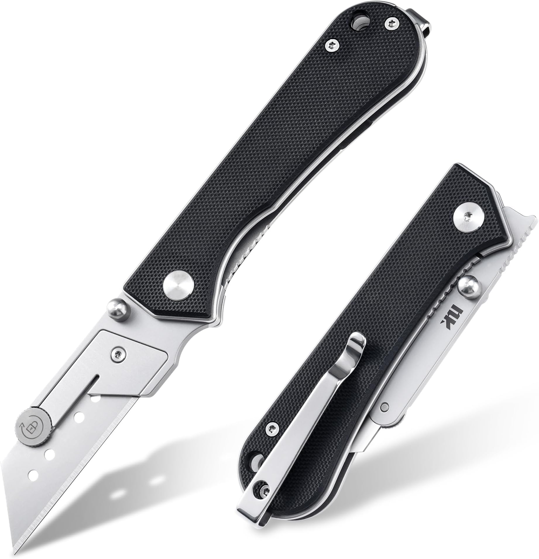 U23 Kumpanter Folding Utility Knife - Versatile EDC Knife with Quick-Release Blade, Compact Foldable Pocket Utility Knives - G10 Black
