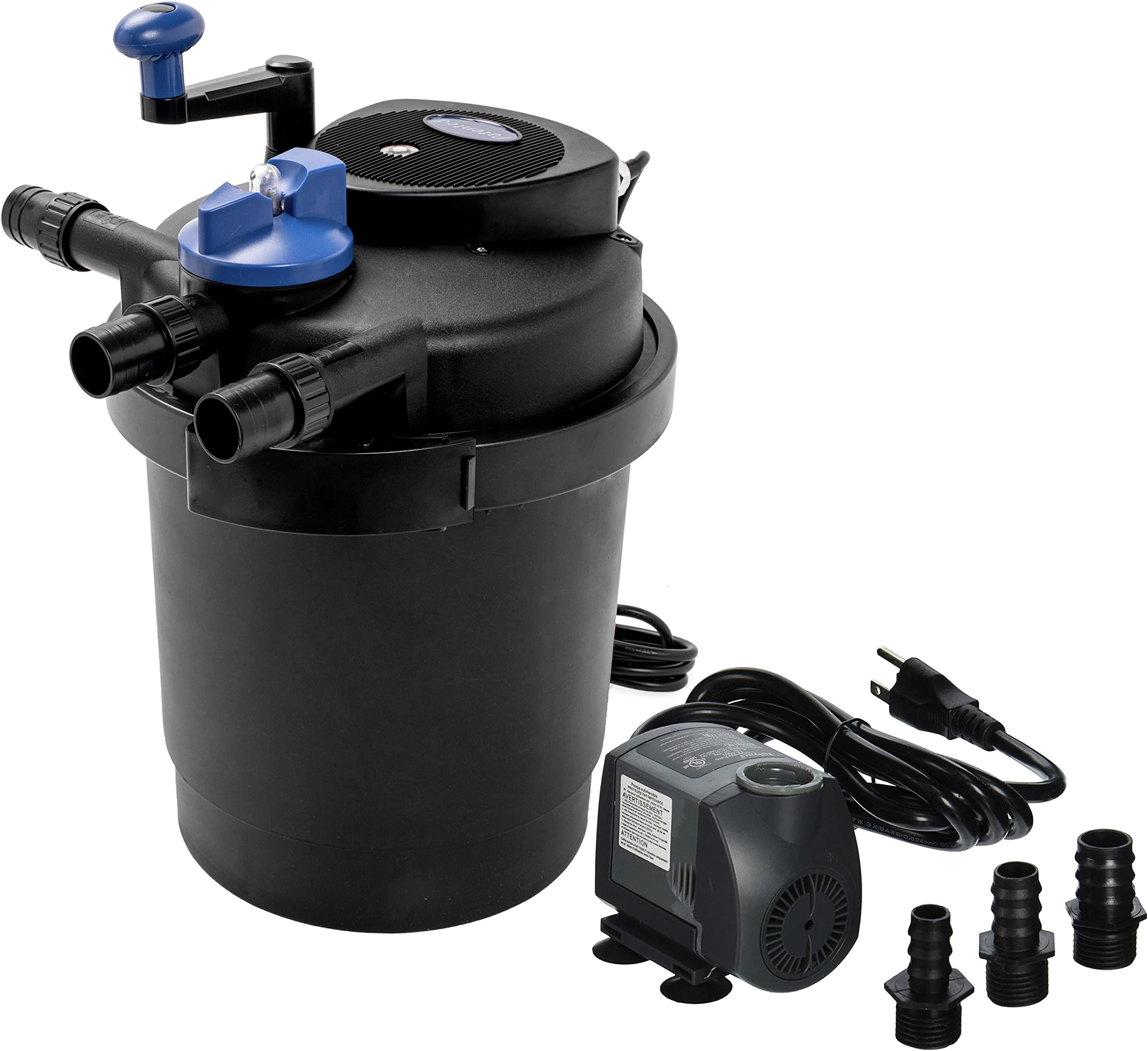 Grech CPF-2500 UVC Pond Bioppressure Filter, 13W, Up to 1600 Gallons with 720GPH Fountain Pump