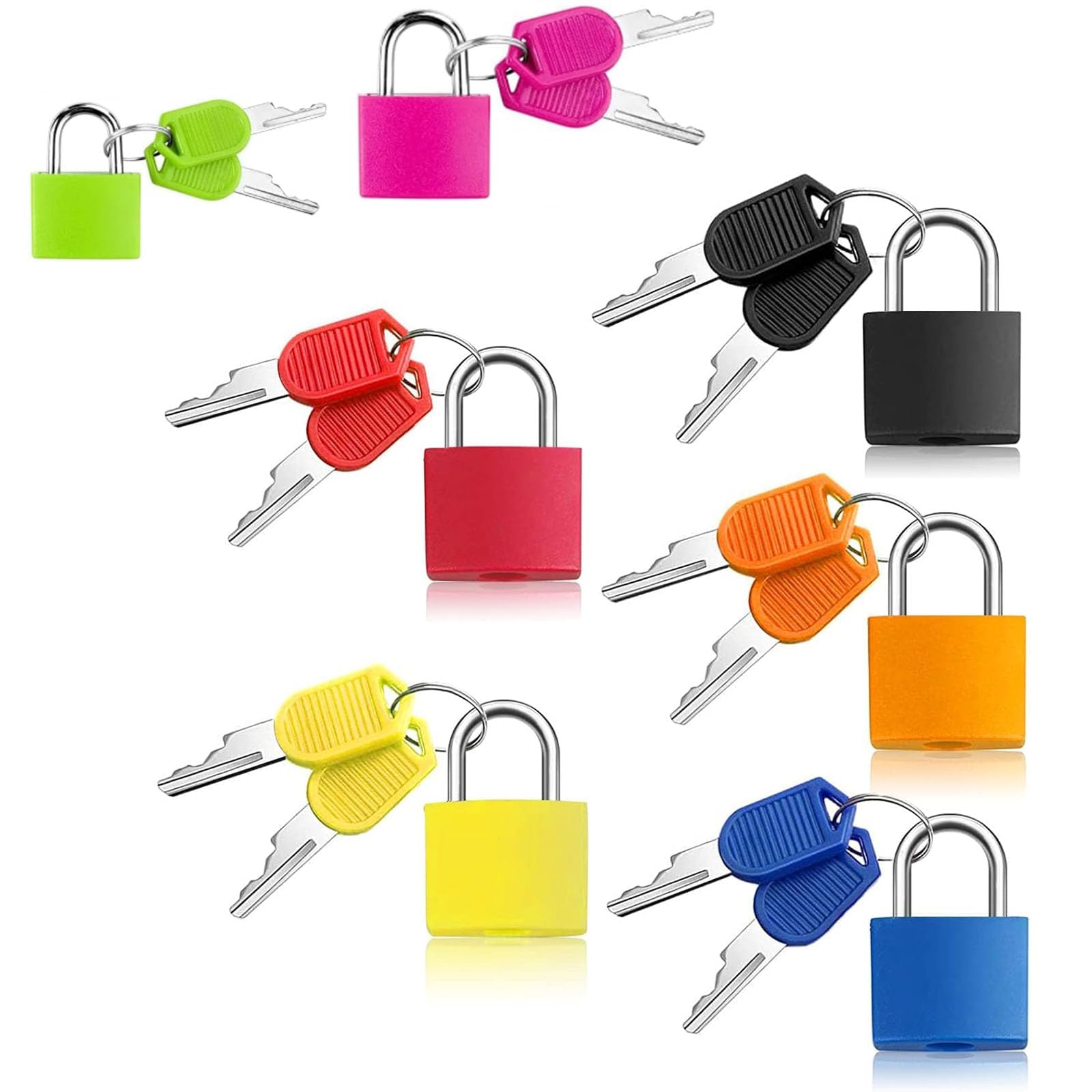 7 Pcs Suitcase Locks with Keys, Small Padlocks with Key, Metal Travel Padlocks, mini Padlock for Travel, Gym, Suitcase, Backpack, Bag, Locker (Colourful)