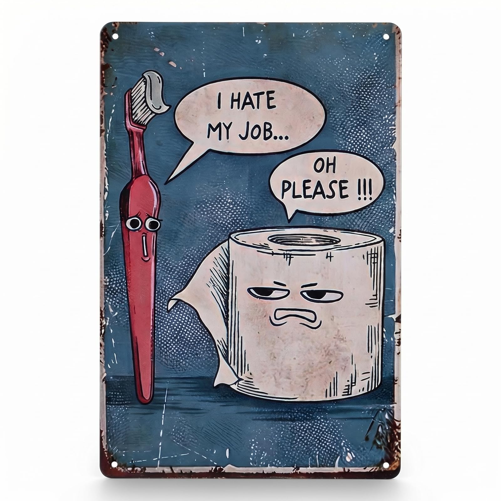 Solvio "I Hate My Job Oh Please"Funny Bathroom Wall Art Decor Vintage Metal Tin Sign Rustic Toilet Rules Pictures Wall Decor for Restroom Washroom Home Man Cave Accessories 8x12 Inch