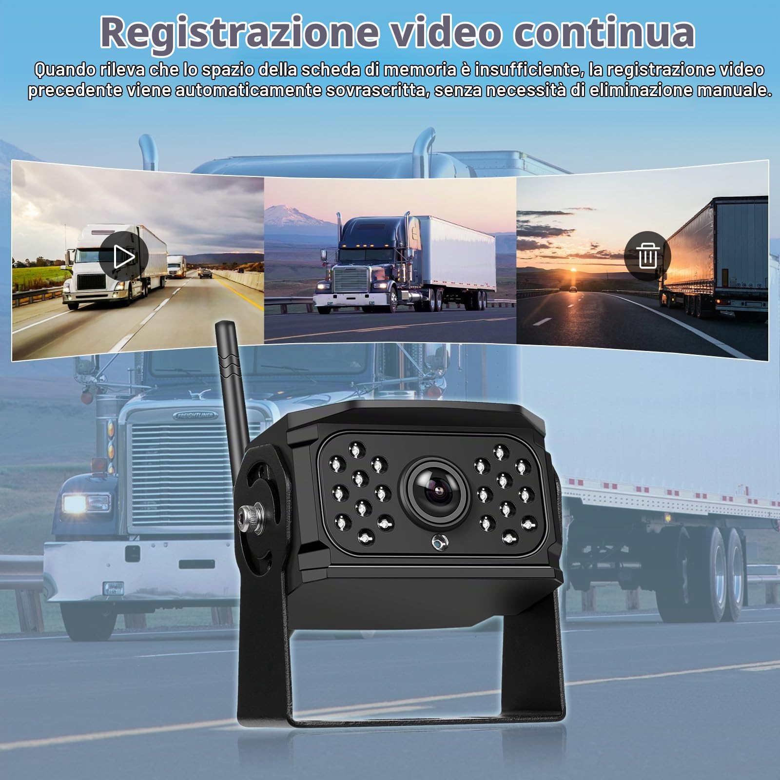 Hikity Kit Telecamera Retromarcia Wireless 10" Schermo IPS 2 Cam IP68 | Segnale Digitale Stabile, Visione Notturna, 12-24V, per Camper, Camion