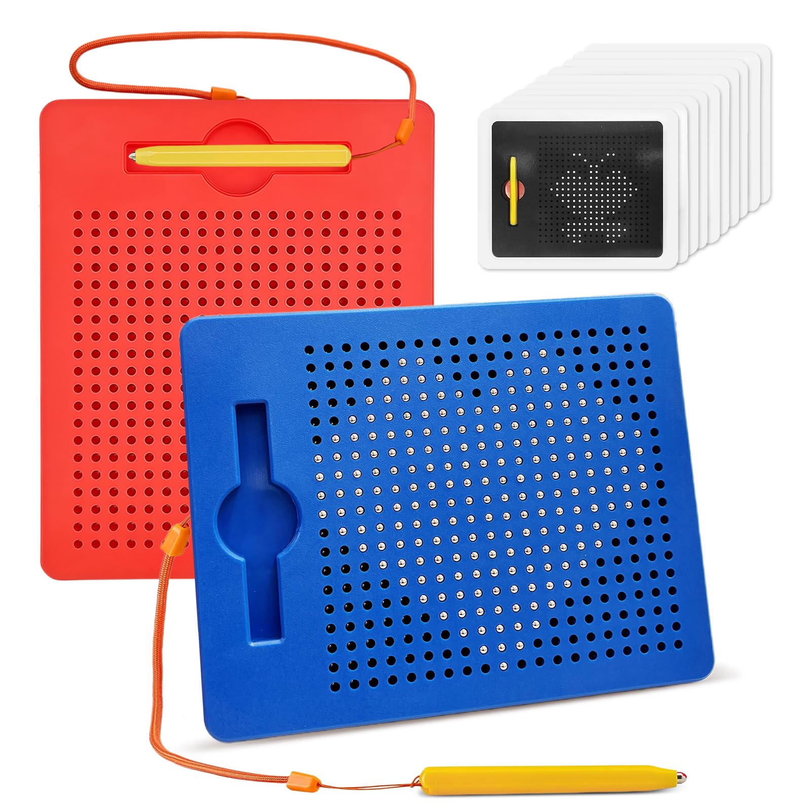 AMFUN 2 Pcs Magnetic Steel Ball Drawing Board with Pen, Magnetic Drawing Boards for Kids, Magnetic Doodle Board Tablet, Educational Toy for Children's Drawing, Doodling and Writing (Red, Blue) — image 1