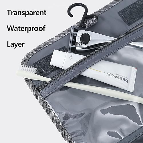 Miniatura 5 de Neceser colgante para hombres, bolsa de aseo de viaje con múltiples bolsillos, kit Dopp resistente al agua, bolsa de afeitar para accesorios de