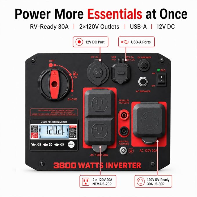 Generador Inverter Portátil Amerisun 3800W Gasolina miniatura 4