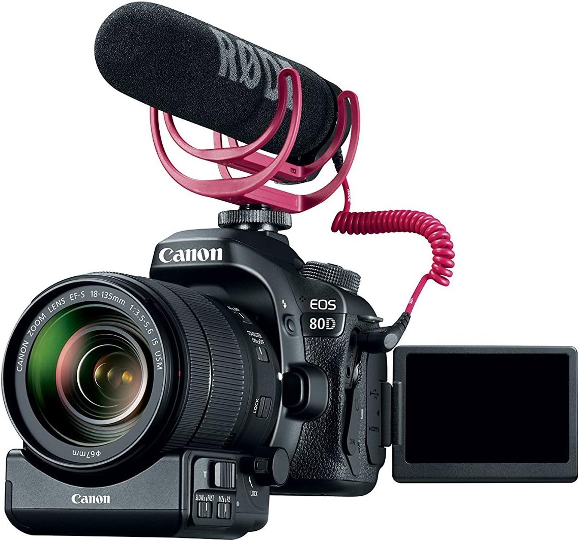 Canon Video Creator Kit, EOS 80D with EF-S 18–135mm Lens, Rode Videomic Go, and 32GB Sandisk Memory Card, Black