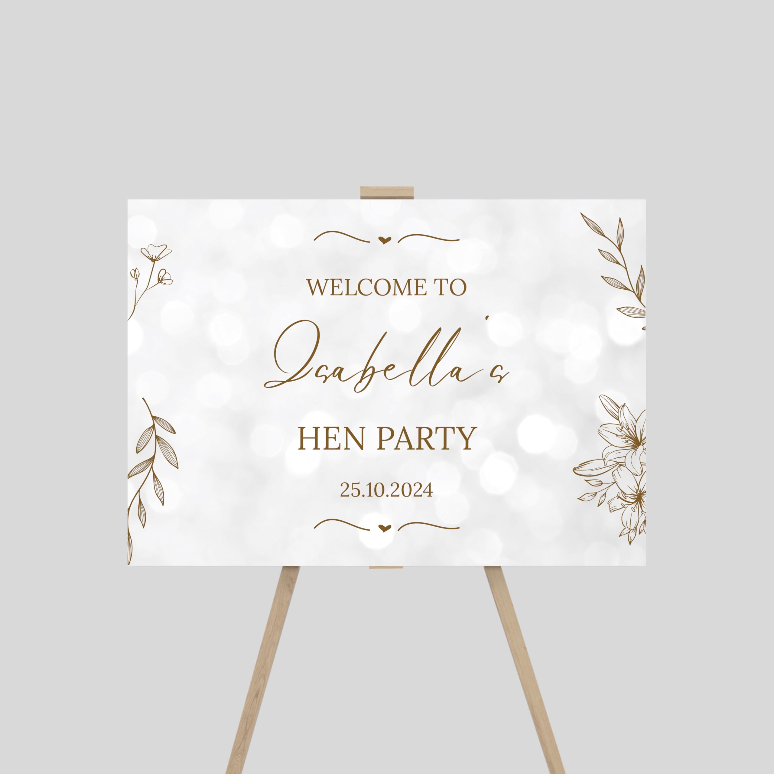 Personalised Hen Party Welcome Entrance Sign Board Floral Design Hen Do Birdal Shower Bachelorette Wedding Party Decor- A1,A2, A3 (Design 2) — image 1